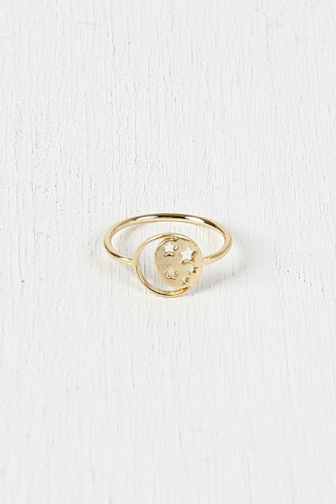 Moon and Stars Emblem Ring