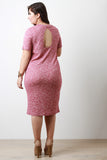 Melange Rib Knit Short Sleeve Midi Dress