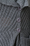 Open Knit Collared Longline Sweater Coat