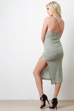 Melange Rib Knit Sleeveless Midi Dress