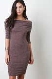 Melange Off The Shoulder Midi Dress