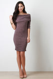 Melange Off The Shoulder Midi Dress