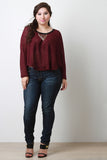 Mesh Knit Crew Neck Crop Top