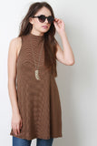 Mock Neck Striped Mini Shift Tunic
