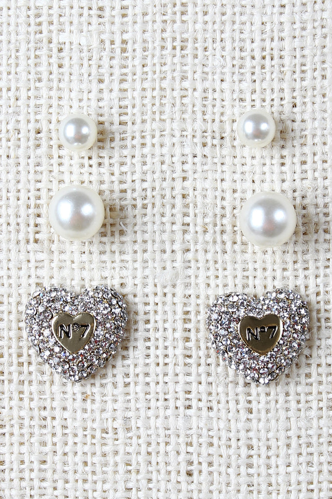 No7 Heart And Pearls Earrings