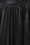 Pleated Faux Leather Midi Skirt