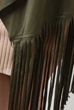 Suede Draping Open Front Fringe Vest