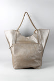 Wrapped Chain Pebbled Leather Tote Bag