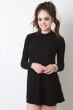 Long Sleeve Ribbed Knit Shift Dress