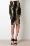 Metallic Gold Striped Velveteen Skirt