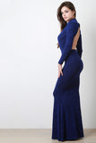 Metallic Knit Keyhole Front Mermaid Dress