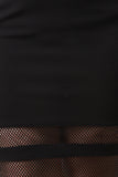 Mesh Panel Crepe Pencil Skirt
