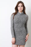 Marled Knit Turtleneck Mini Dress