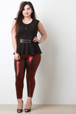 Metallic Embellishment Peplum Blouse