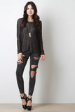 Loose Knit Button-Up Back Top