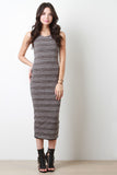Striped And Mesh Reversible Tank Midi Dress