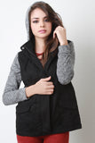 Marled Knit Sleeves Hoodie Jacket