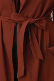 Belted Long Sleeves Open Front Longline Jacket
