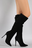 Show Republic LA Suede Slouchy Pointy Toe Stiletto Knee High Boots