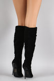 Show Republic LA Suede Slouchy Pointy Toe Stiletto Knee High Boots