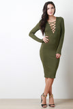 Long Sleeves Corset Lace Up Midi Dress