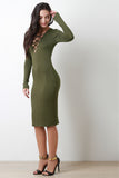 Long Sleeves Corset Lace Up Midi Dress