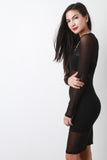 Long Sleeve Mesh Overlay Twofer Dress