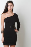 One Shoulder Lace-Up Side Dress