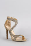 Anne Michelle Strappy Glitter Open Toe Stiletto Heel