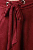 Metal Hole Belt Strap Embellishment Suede Skirt