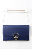 Pebbled Vegan Leather Ring Latch Bag