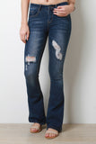 Ripped Thigh Flare Jeans