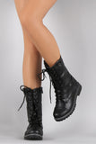 Plaid Cuff Combat Lug Booties