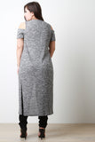 Marled Knit Short Sleeves Cold Shoulder Maxi Top