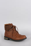 Sweater Cuff Lace Up Combat Booties