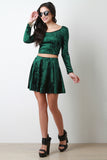 Long Sleeve Velvet Crop Top