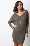 V-Neck Dolman Cotton Knit Dress