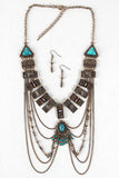 Tribal Bars Draping Chains Statement Necklace
