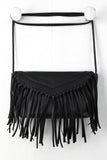 Vegan Leather Fringe Baguette Bag