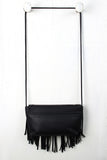 Vegan Leather Fringe Baguette Bag