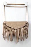 Vegan Leather Fringe Baguette Bag