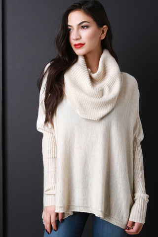Boxy Draping Cowl Neck Sweater Top