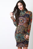 Medallion Pattern Corset Lace Back Dress