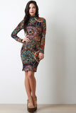 Medallion Pattern Corset Lace Back Dress